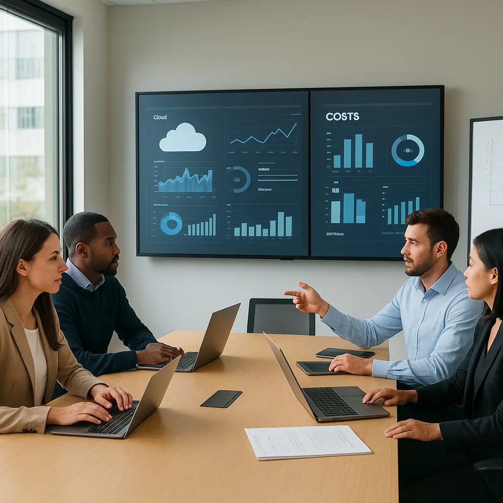 Estrategia cloud empresarial en oficina moderna